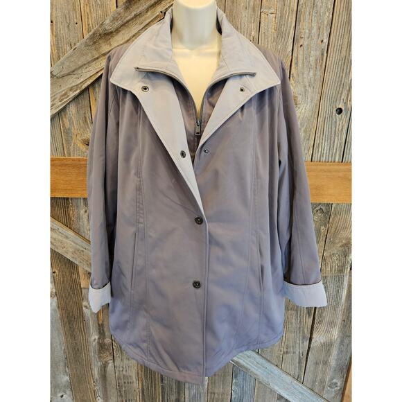 Nautica size large women's heavy jacket proffesional EUC grey Double pockets ^^ - Picture 1 of 8